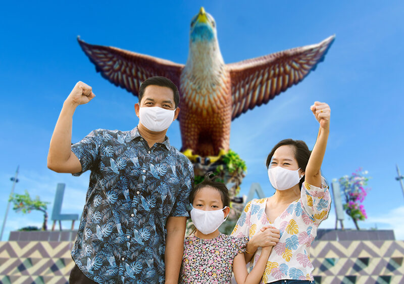 family wearing face masks